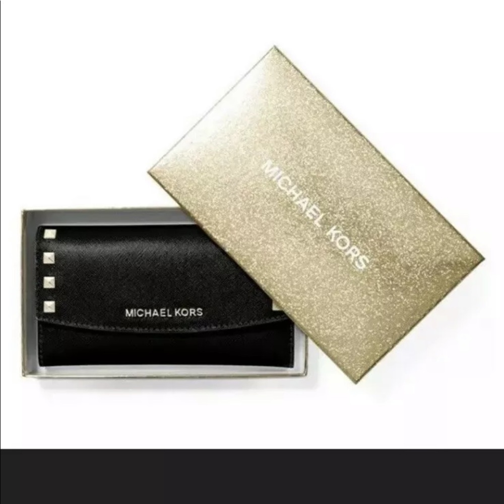 Michael Kors trifold black studded Karla wallet
